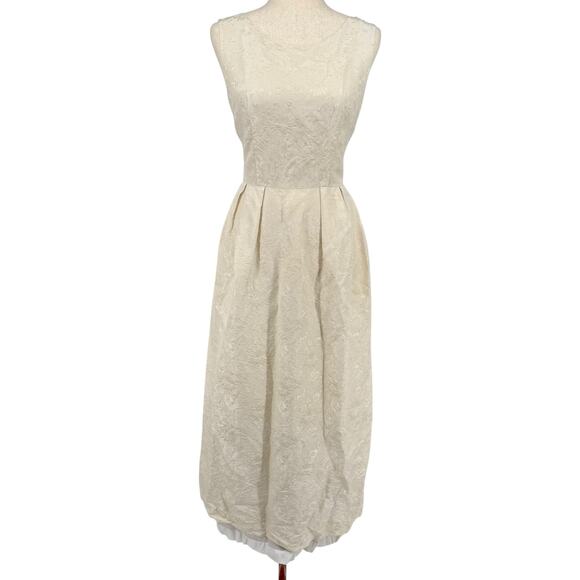 VTG 1950s Handmade Women's Cream White Floral Beaded A-Line Wedding Dress Sz S/M - Picture 1 of 13